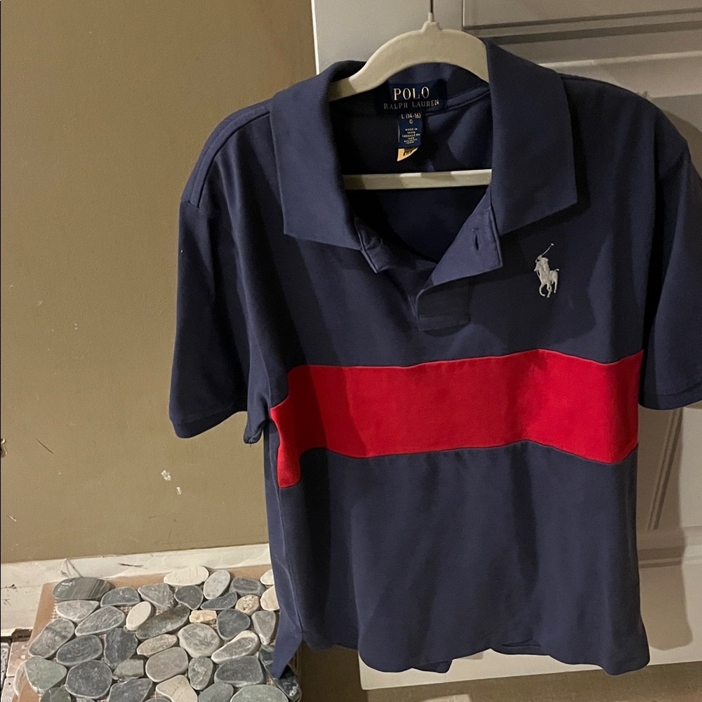 Polo by Ralph Lauren Navy Polo with Red Chest Stripe